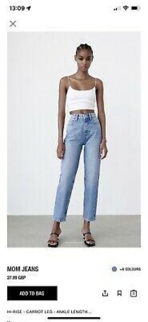 Zara Mom Jeans Blue Size 8