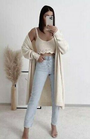 BNWT Zara Ecru Long Knit Coat Size M